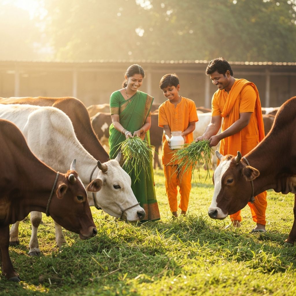Family visiting Dallas Goshala